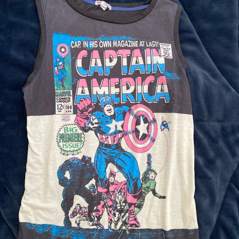 Her Universe Blue and Black Captain America Muscle Tee